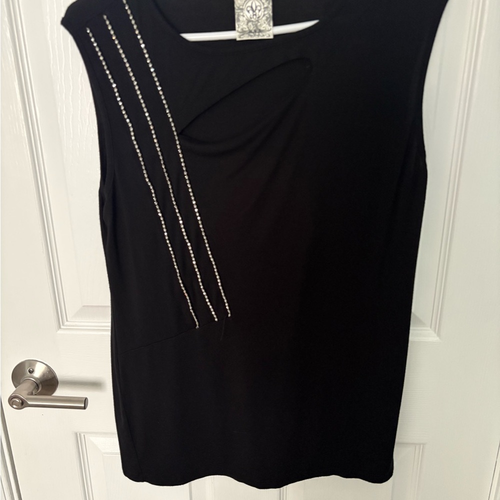 Sleeveless Black Embellished Women's Top, by VOCAL size medium. Worn once